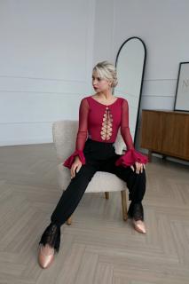Одежда для танцев - Брюки для танцев Mila Vestito, Вейв с кружевом, Черный