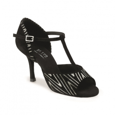 Босоножки для танцев RUMMOS, WOMEN LATIN SHOE, R325/70N, Черный нубук с серебром, каблук 7 см