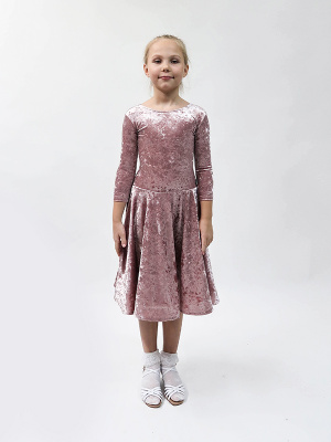 Платье рейтинговое Atelier, Velvet, с регилином рукав 3/4, Розовый крэш