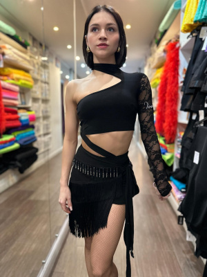 Комплект топ гипюр и юбка для танцев VENNY, Model SIXTEEN, (топ и юбка), Черный