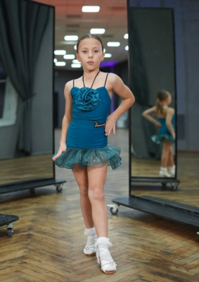 Комплект русалочка для танцев VENNY, Model SEVEN, (топ и юбка), Изумрудный