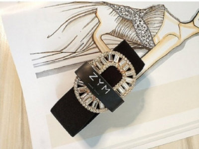 Ремень с пряжкой ZYM, Diamond Buckle Belt,#2, Черный