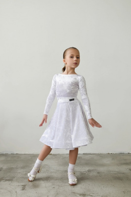 Платье рейтинговое юбка годе и боди Atelier, Мерида, Белый крэш бархат
